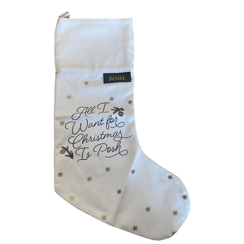 New In Package Perfectly Posh White Christmas Stocking